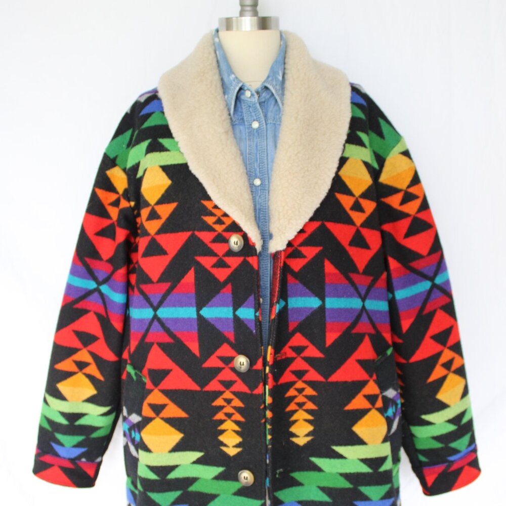 Pendleton shearling Car Coat ranch jacket Wool ma… - image 3
